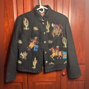 Western Embroidered Black Blazer